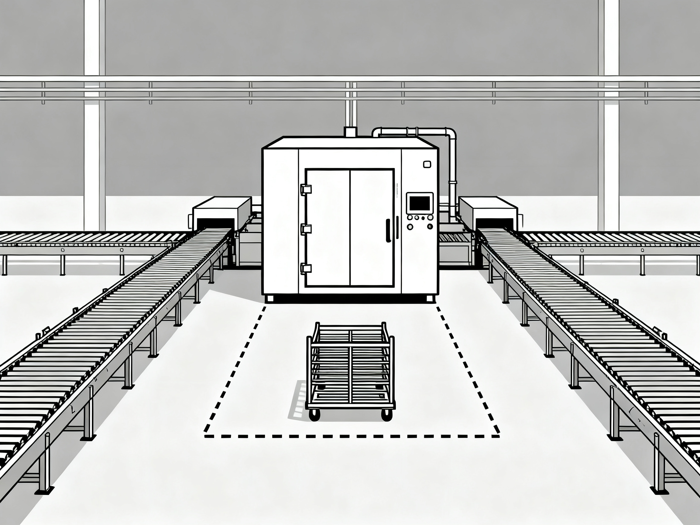 An image representing the workflow and layout for industrial curing operations.