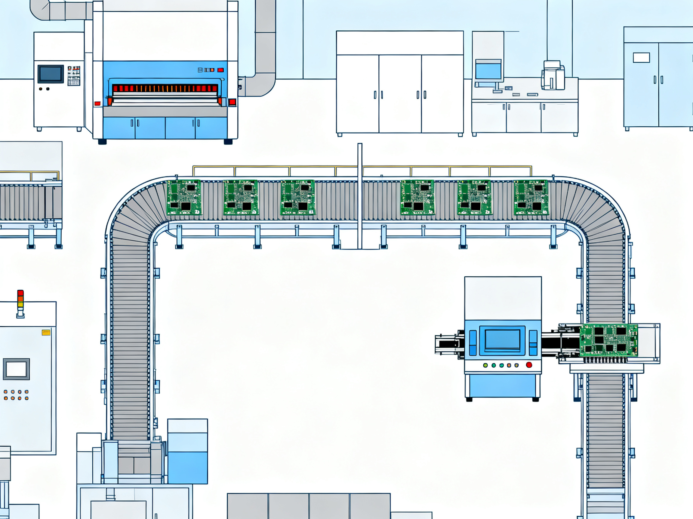 Minimal engineering infographic clean schematic style no text industrial factory.