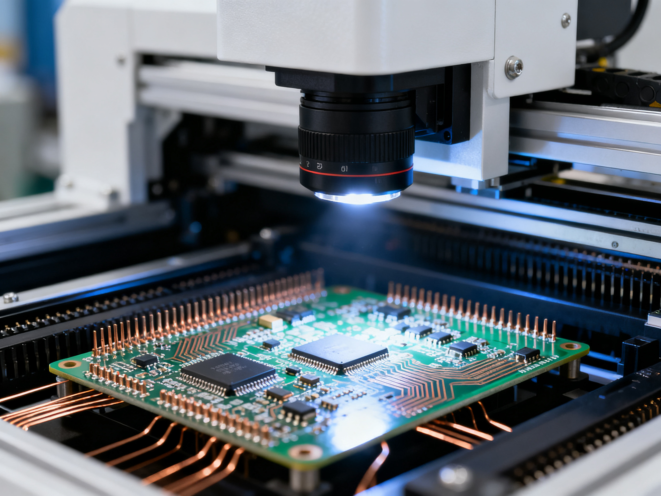 Automated optical inspection system for PCB quality control.