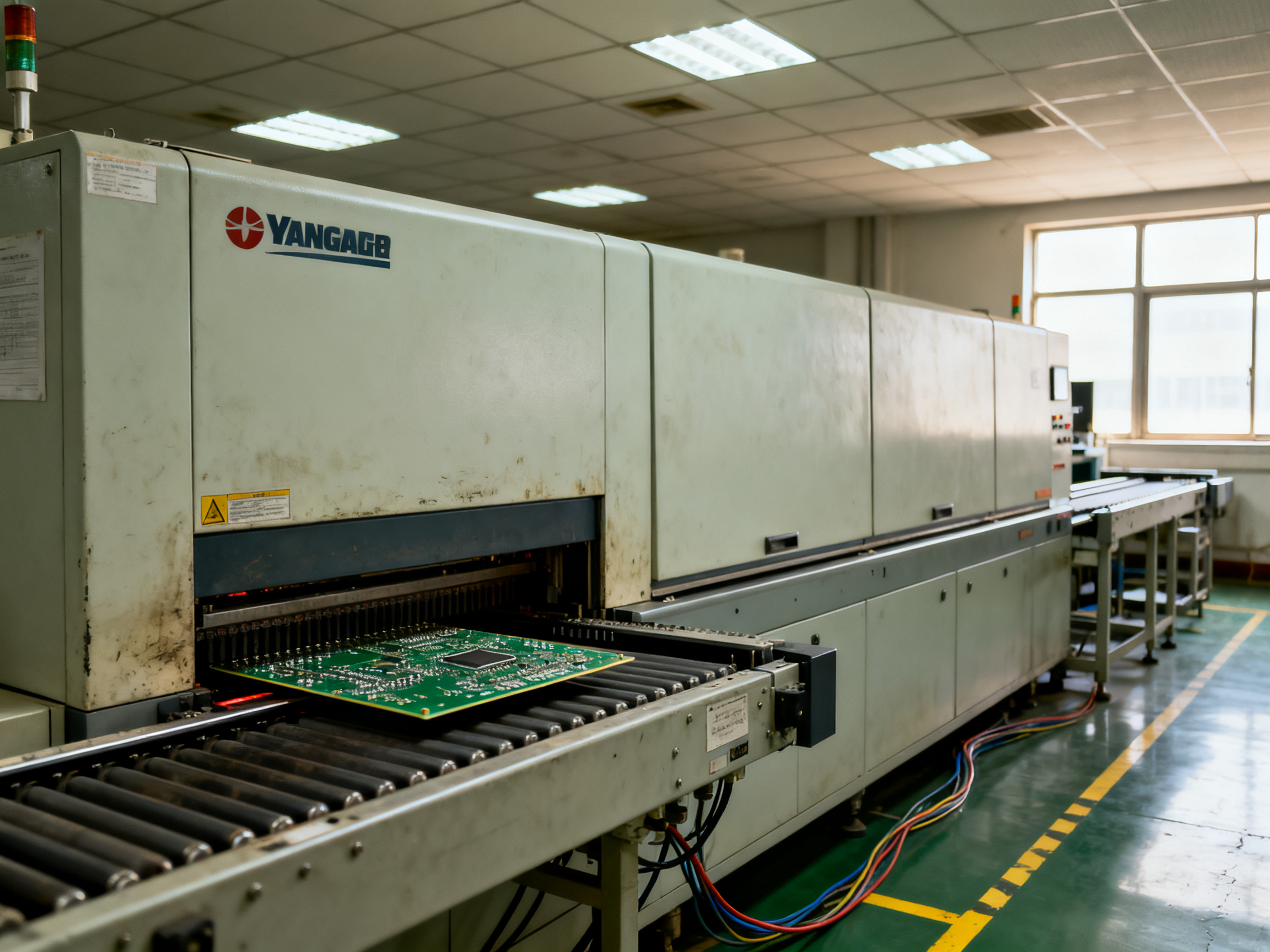 Industrial documentary photograph of a standard unbranded conveyor reflow oven.
